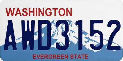 WA license plate AWD3152