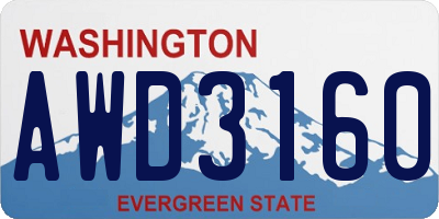 WA license plate AWD3160