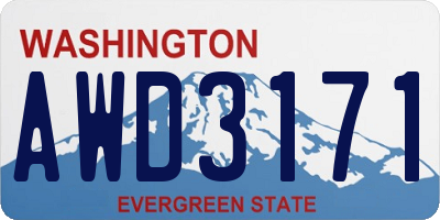 WA license plate AWD3171
