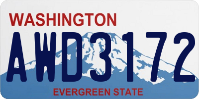 WA license plate AWD3172