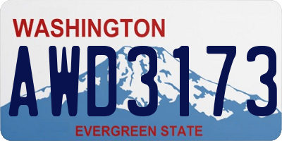 WA license plate AWD3173