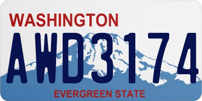 WA license plate AWD3174