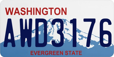 WA license plate AWD3176