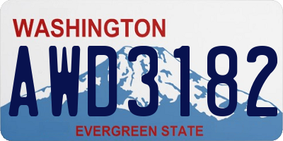 WA license plate AWD3182