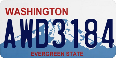 WA license plate AWD3184