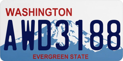 WA license plate AWD3188