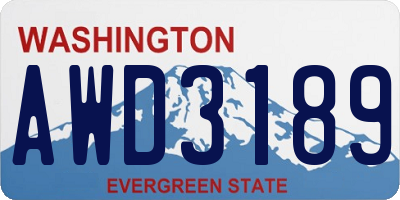 WA license plate AWD3189