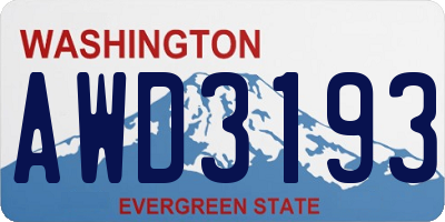 WA license plate AWD3193