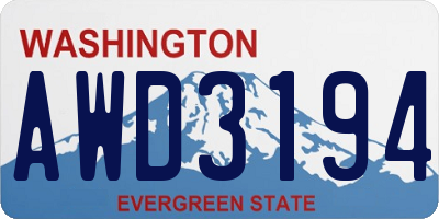 WA license plate AWD3194