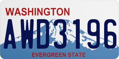 WA license plate AWD3196