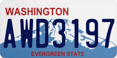 WA license plate AWD3197