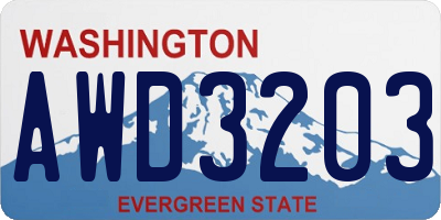 WA license plate AWD3203