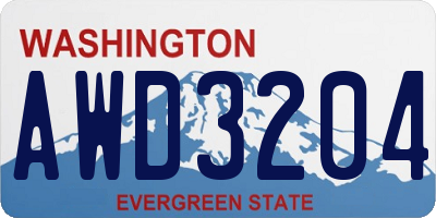 WA license plate AWD3204