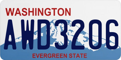 WA license plate AWD3206