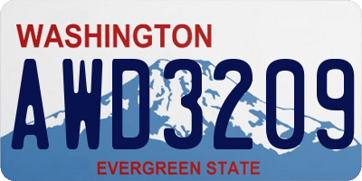 WA license plate AWD3209