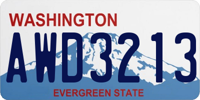 WA license plate AWD3213