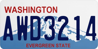 WA license plate AWD3214