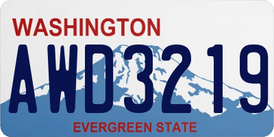 WA license plate AWD3219