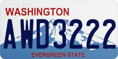 WA license plate AWD3222