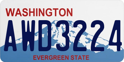 WA license plate AWD3224
