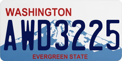 WA license plate AWD3225