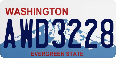 WA license plate AWD3228