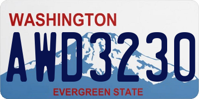 WA license plate AWD3230