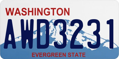 WA license plate AWD3231