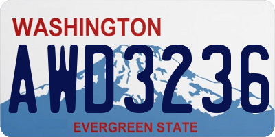 WA license plate AWD3236