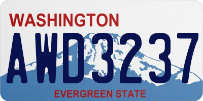 WA license plate AWD3237