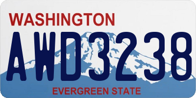 WA license plate AWD3238