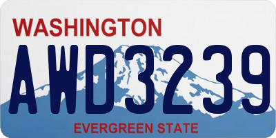 WA license plate AWD3239