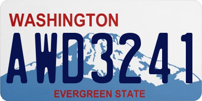 WA license plate AWD3241