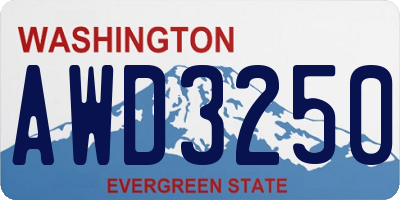 WA license plate AWD3250