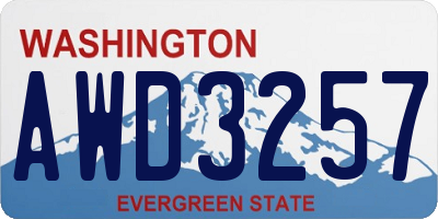 WA license plate AWD3257