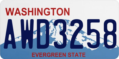 WA license plate AWD3258