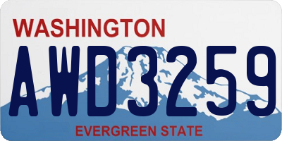 WA license plate AWD3259