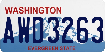 WA license plate AWD3263