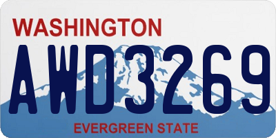 WA license plate AWD3269