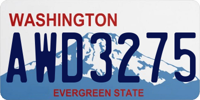 WA license plate AWD3275