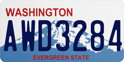 WA license plate AWD3284