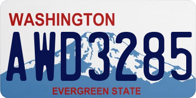 WA license plate AWD3285
