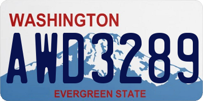 WA license plate AWD3289