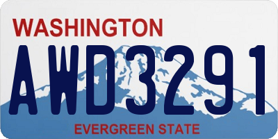 WA license plate AWD3291
