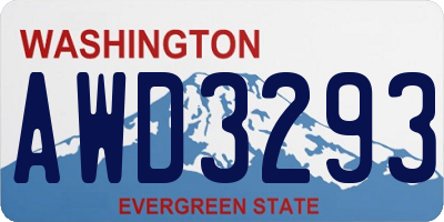 WA license plate AWD3293