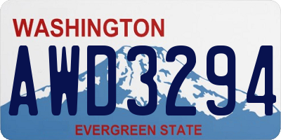 WA license plate AWD3294