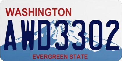 WA license plate AWD3302