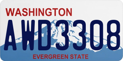 WA license plate AWD3308