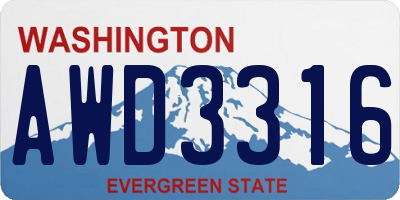 WA license plate AWD3316
