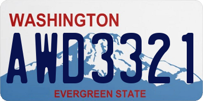 WA license plate AWD3321